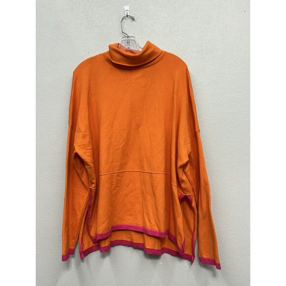 THML Turtleneck Sweater Womens XL Orange Pink Pullover Split Side Hem Soft - Picture 2 of 7